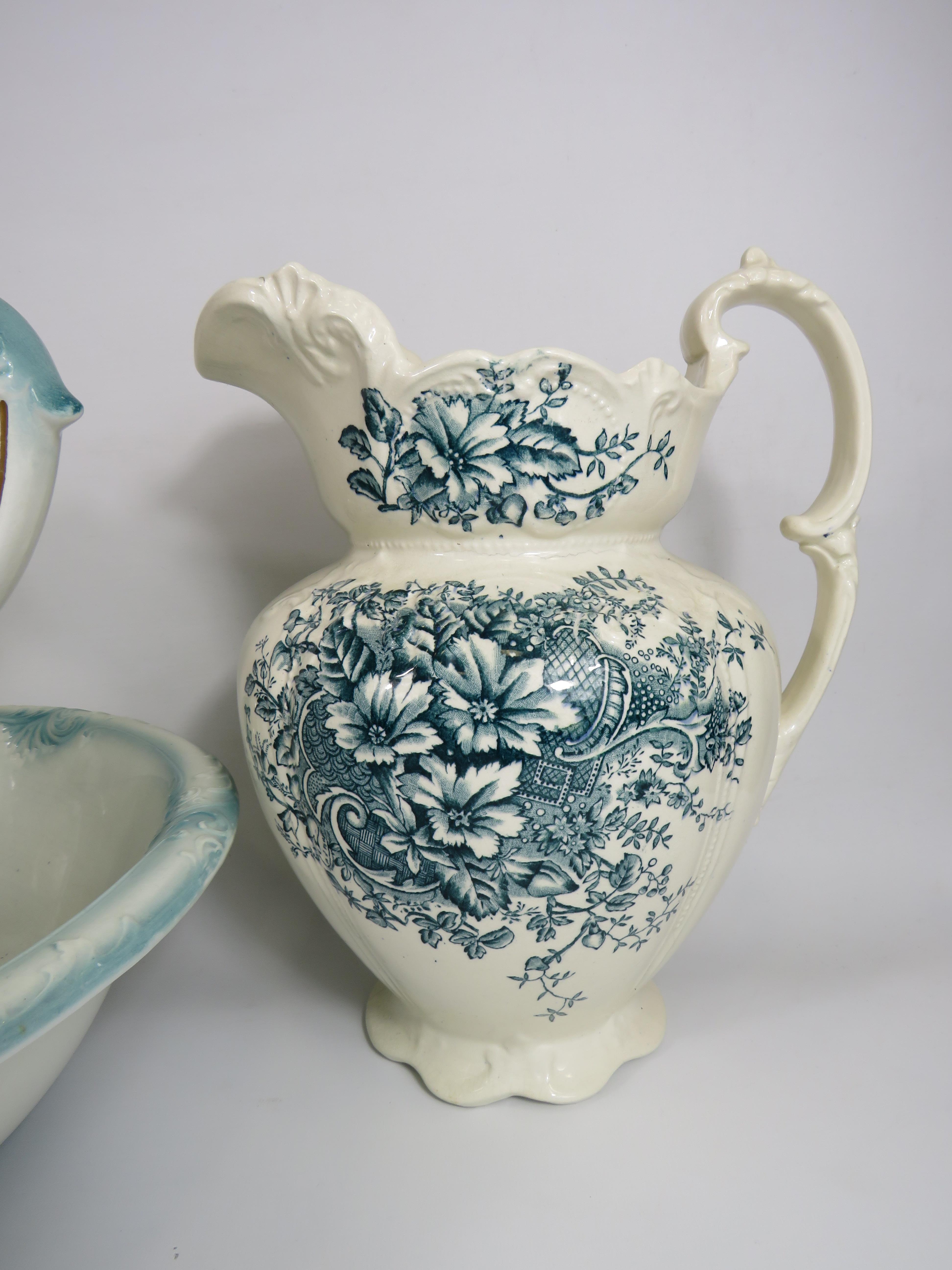 Large Victorian jug and wash bowl plus one other wash jug and a chinese style vase. - Image 3 of 5