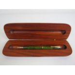 Vintage Parker Moderne green and gold pencil with wooden case.