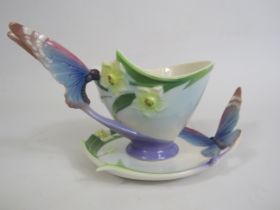 Franz ceramic butterfly cup and saucer.