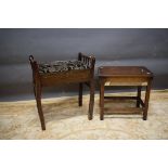 Two Vintage Oak Piano stools . See photos.  S2