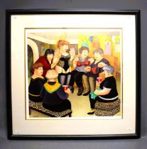 Large Beryl Cook Ltd Edition Print 'Party Girls' signed in pencil by artist. 31 x 32 inches. Se