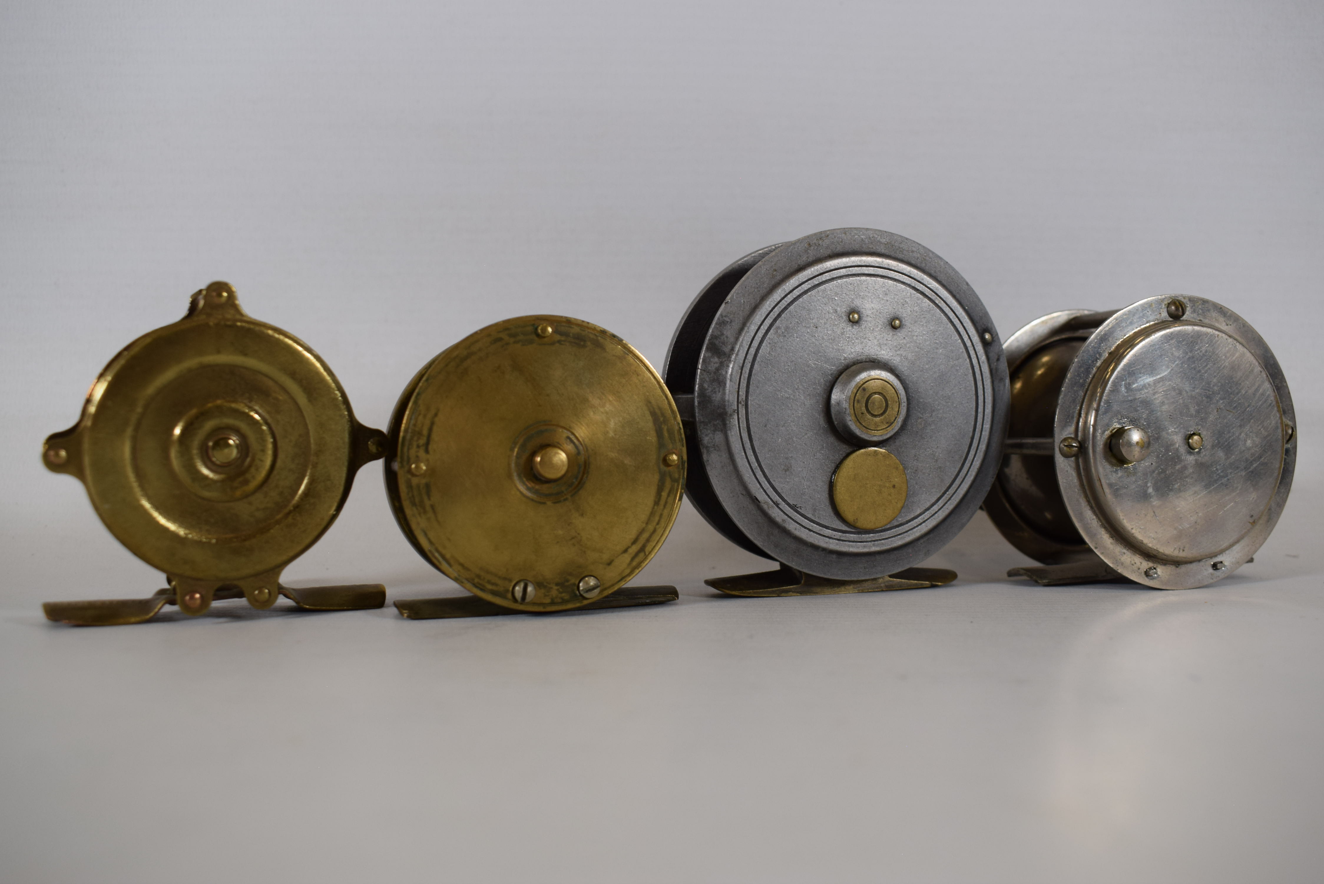 Four Fly Fishing reels of steel, brass and aluminium. See photos.  - Image 2 of 3