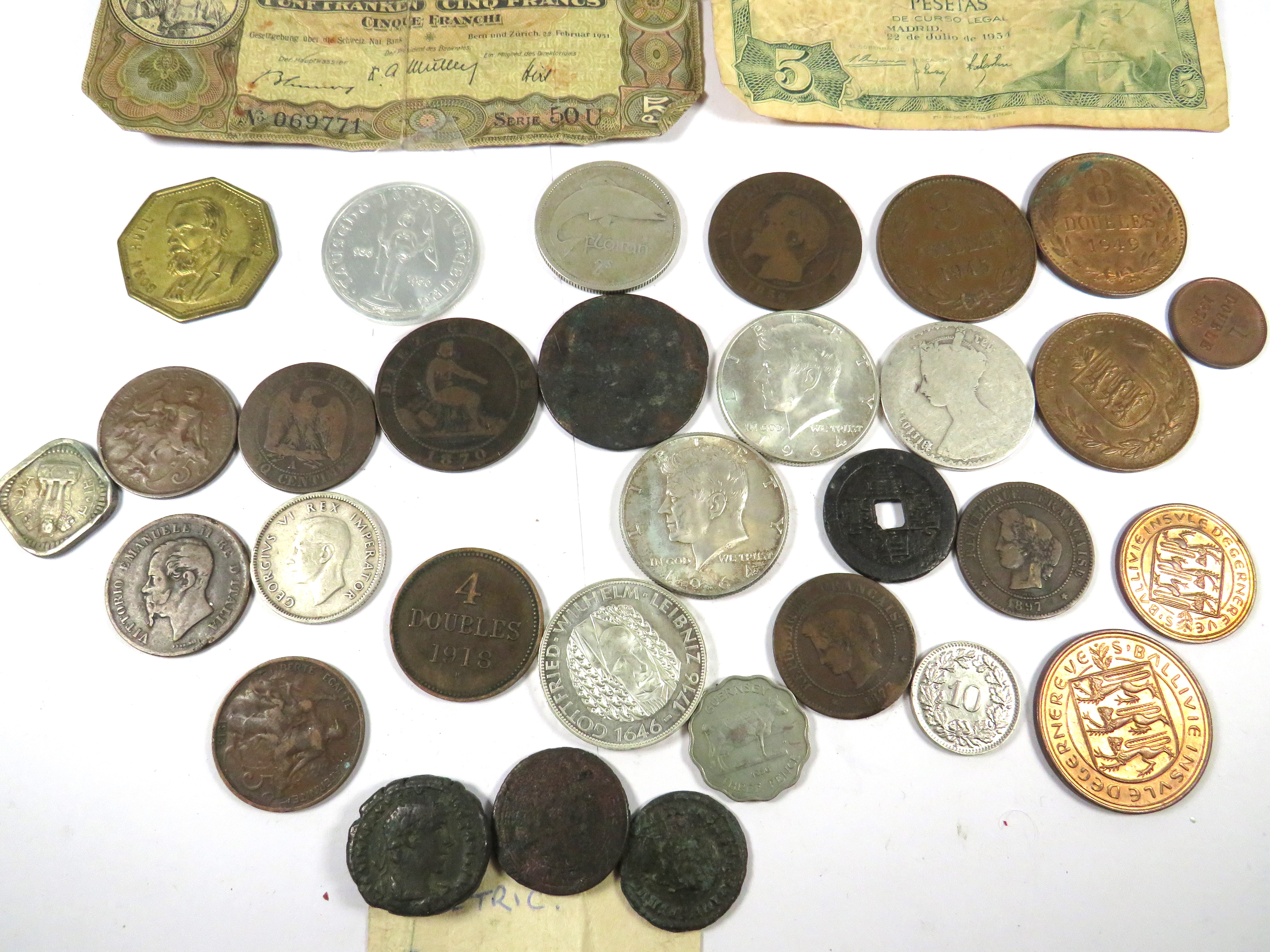 1920's German Bank notes, swiss bank note plus interesting Coins, roman Coins. See photos.   - Image 3 of 8