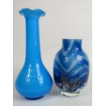 Caithness Cadenza heart vase and a cased art glass bud vase, the tallest stands 22.5cm tall.