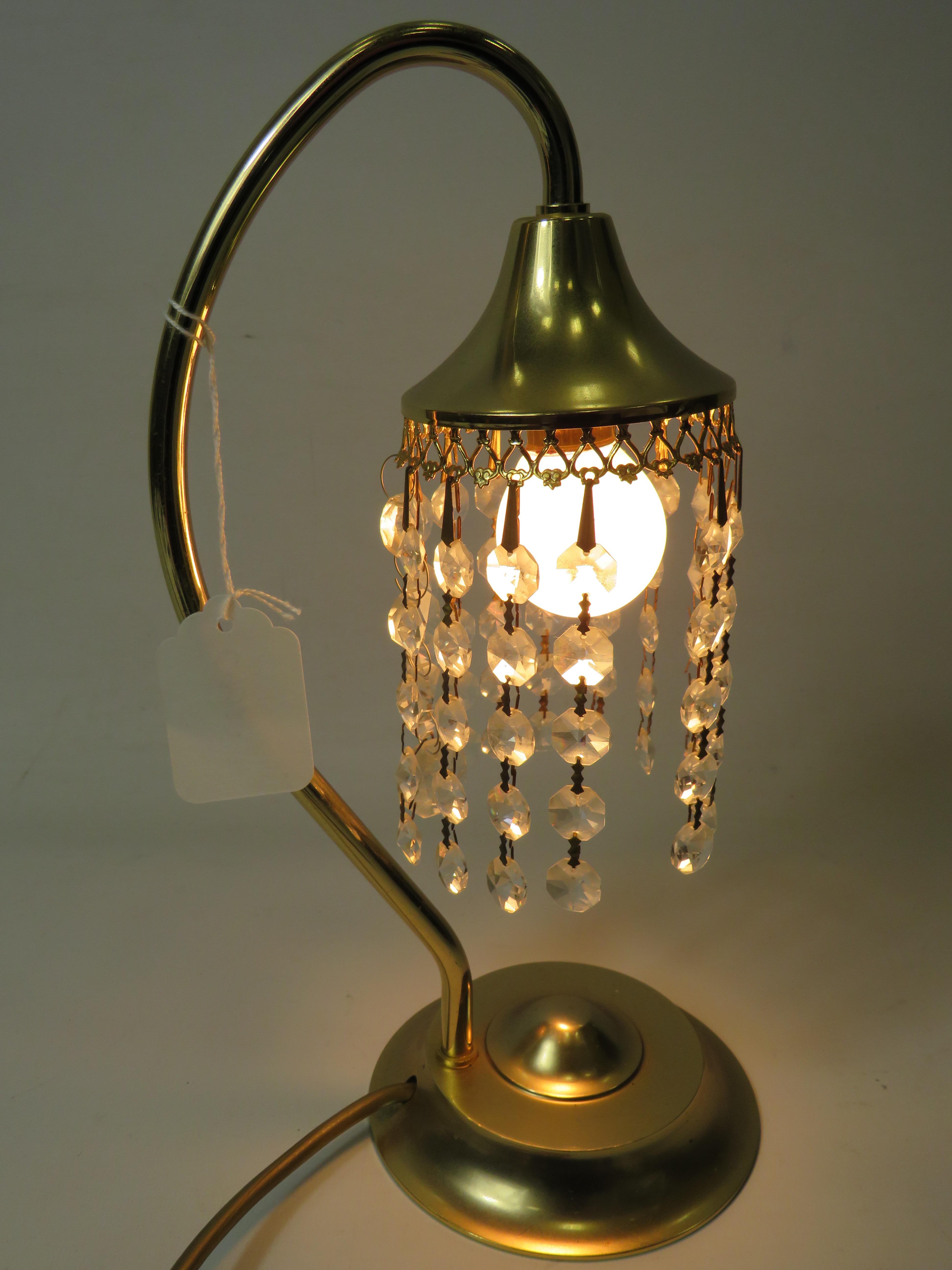 Brushed metal brass effect Standard lamp with 9 Candle bulbs and hanging glass lustres. Approx 67 in - Image 6 of 7