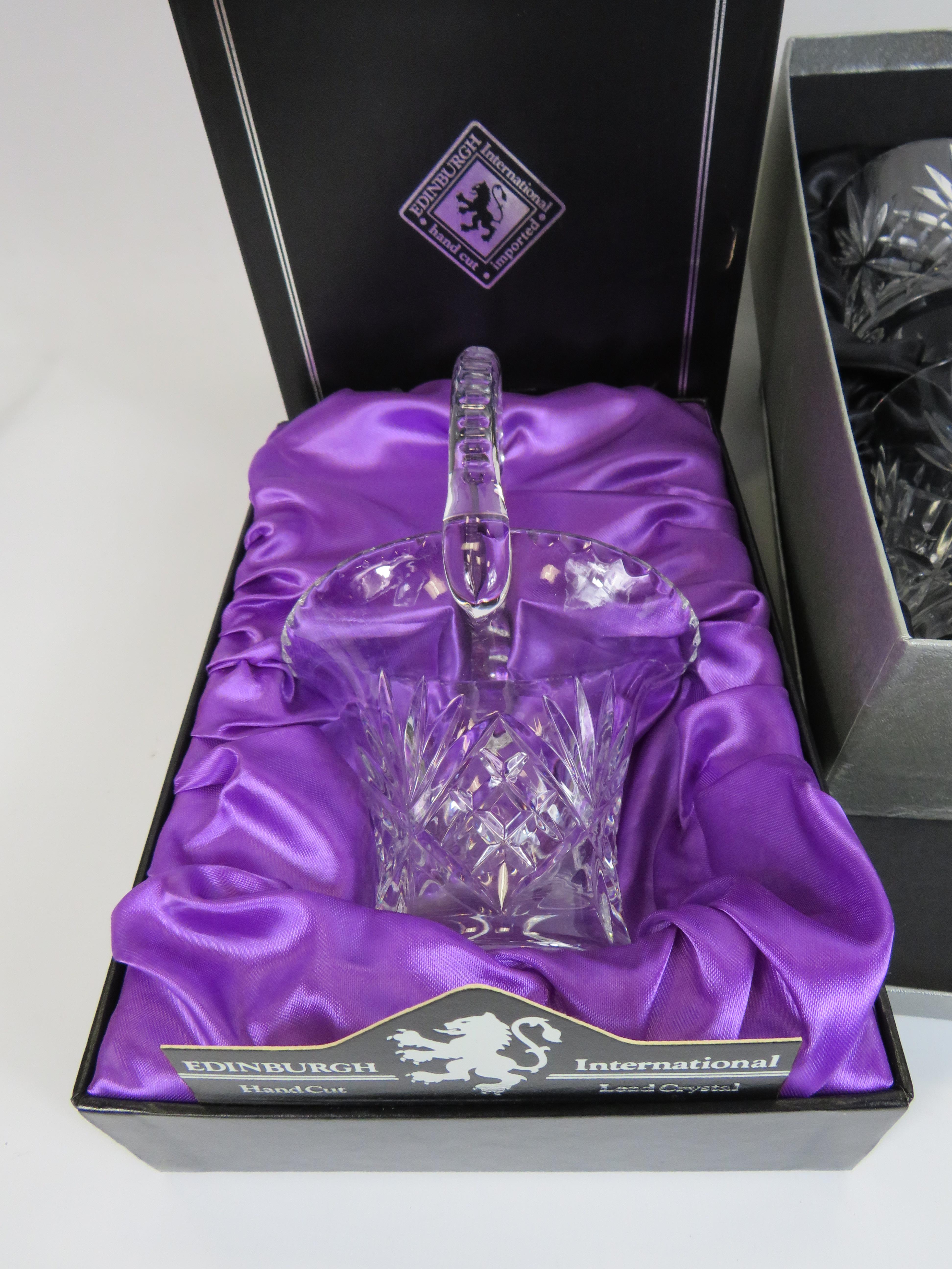 Vernoa crystal decanter and glass set plus a Edinburgh crystal basket both boxed. - Image 3 of 3