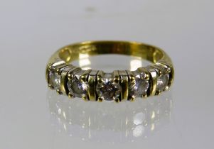 9ct Yellow Gold Half Eternity ring set with Five Diamonds which amount to approx 0.50pts. Finger s