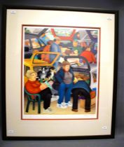 Large Beryl Cook Ltd Edition Print 36/650 'Car Boot Sale' Signed in pencil by Artist 29 x 25