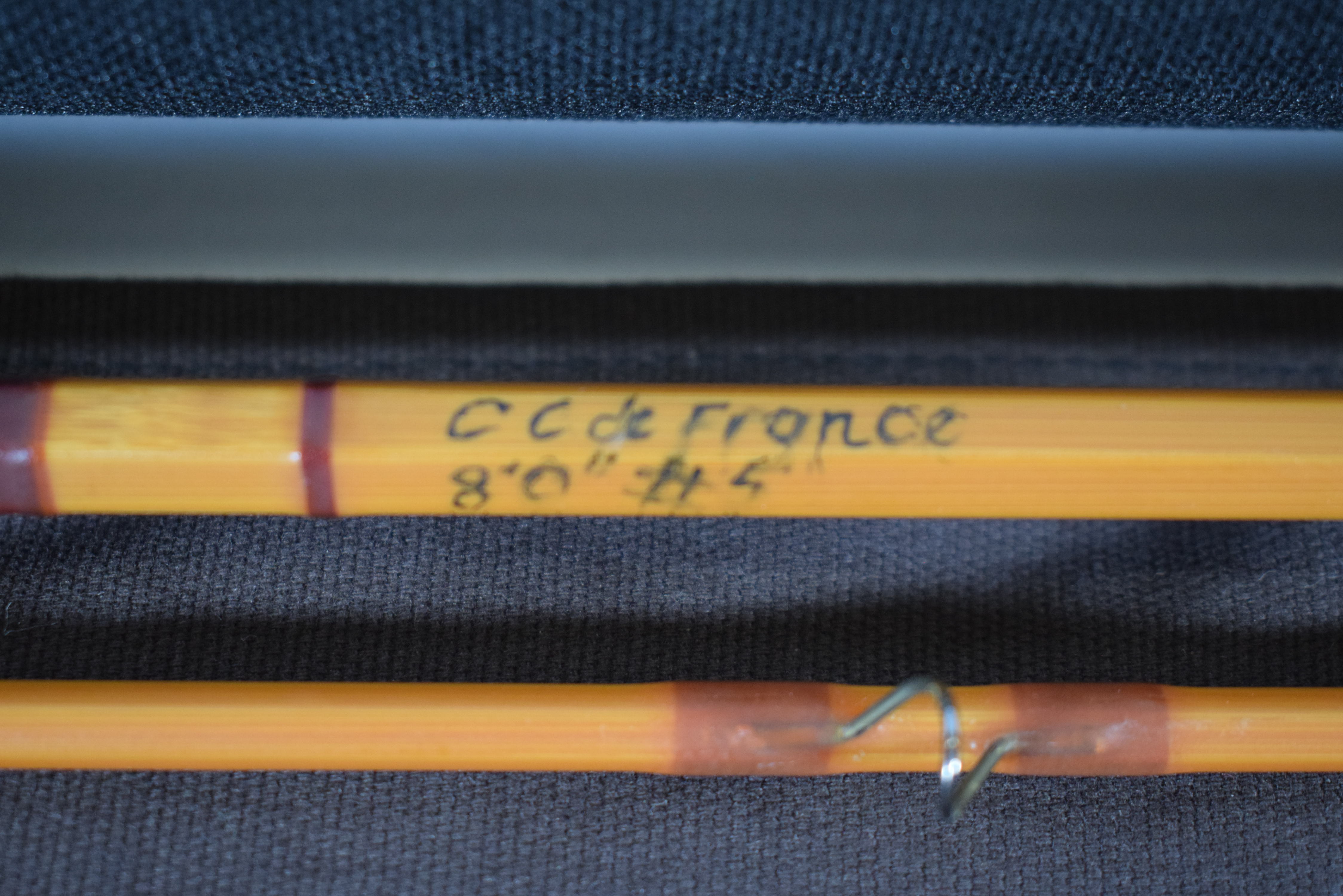 Custom Made Split cane two piece 8ft rod by CC of France. Comes with soft and hard case. See photos. - Image 2 of 3