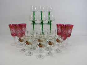 4 Sets of vintage drinking glasses.