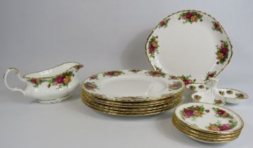 Selection of Royal Albert old country roses dinnerware. Dinner plates etc.