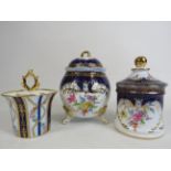 Three Roselle OCC & co Staffordshire ceramic lidded pots, the tallest measures 19cm.