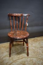 Rustic farmhouse chair with decorative turning to legs. See photos. S2
