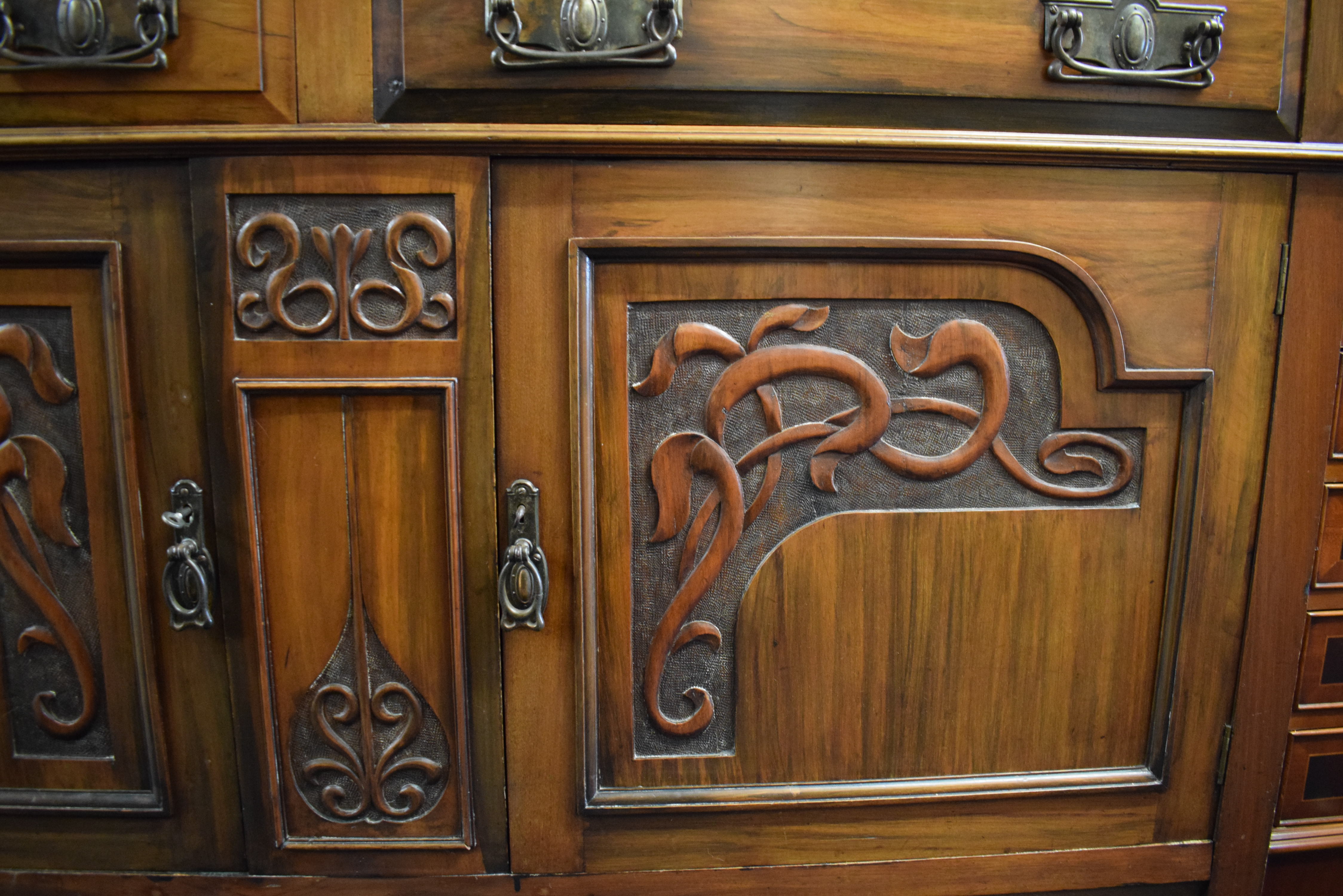 Large buffet cabinet with carving decoration to front. Two drawers above cupboards.  See photos.  - Image 3 of 3