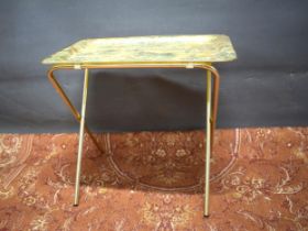 Retro folding table with fibre glass top, tubular metal legs. See photos. S2