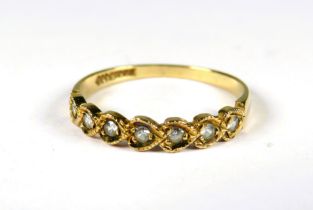 9ct Gold Stone set half eternity ring. Finger size 'P' 1.3g