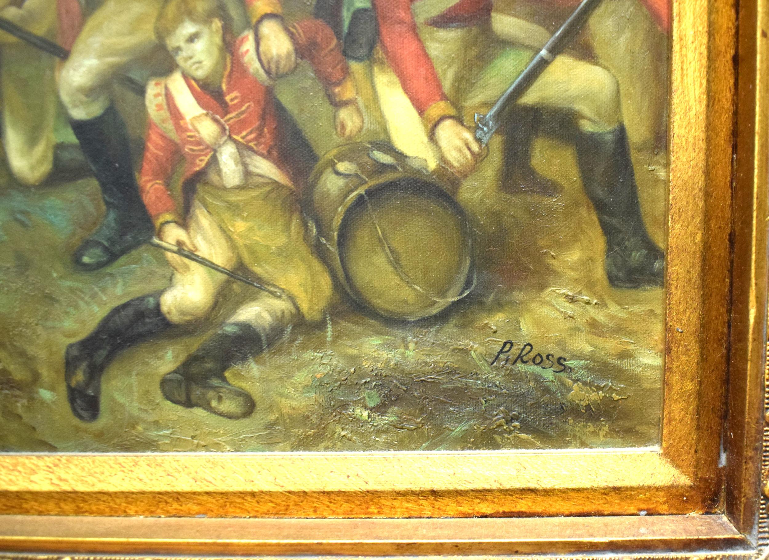 Large Framed oil on Canvas 'The last stand of the Imperial Guards at Waterloo' in ornate Gil - Image 2 of 2