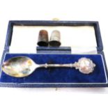 QEII Silver Anniversary Hallmarked Silver Spoon in original presentation case together with two smal