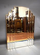 Art Deco style Mirror with bevel edged glass with Gilt frame. Measures approx 32 x 24 Inches. See