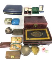 Mixed lot to include Vintage Empty Jewellery boxes, old cash tin etc. see photos.