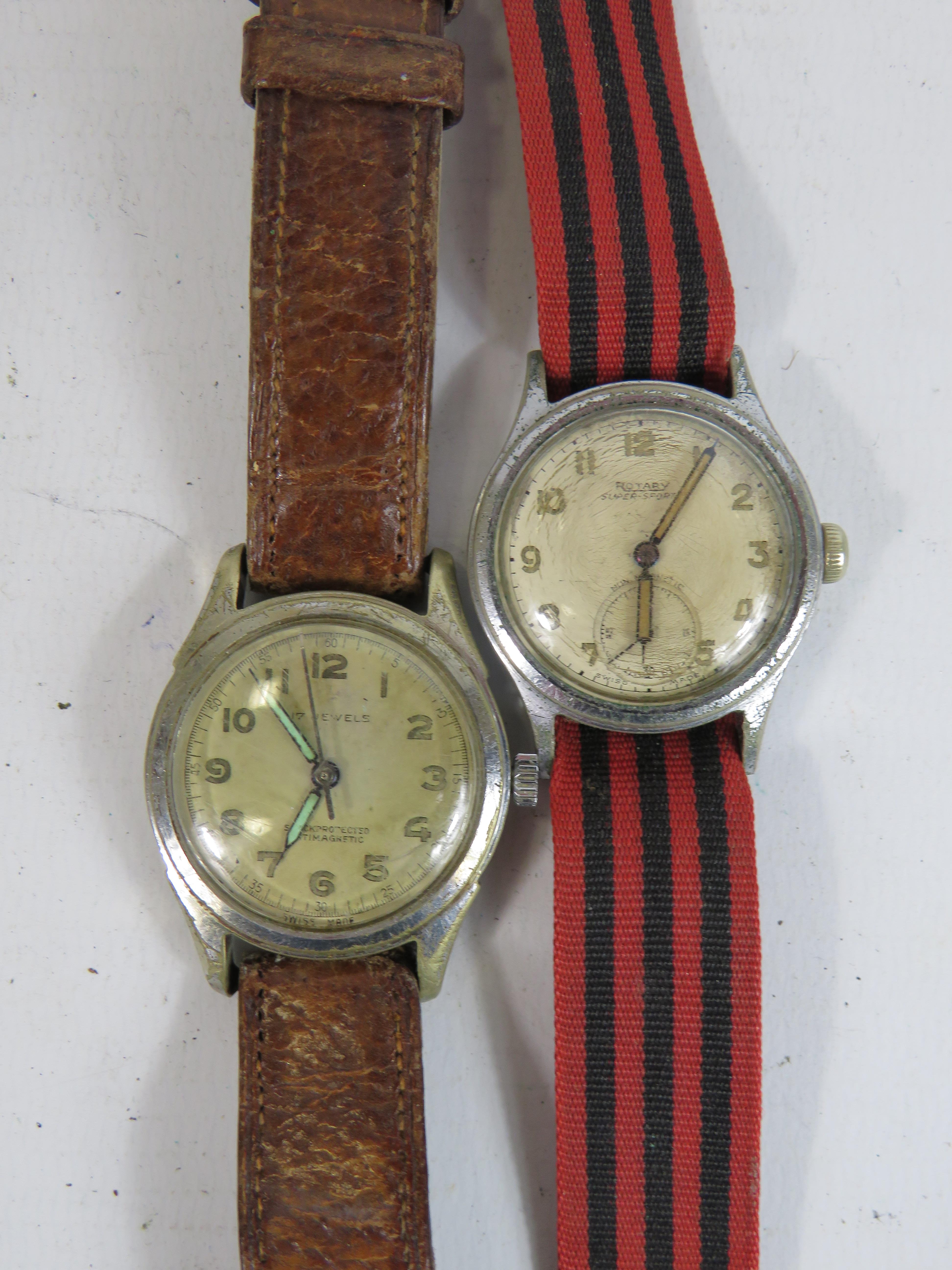 Gents Vintage Military Style Wristwatches Hand-wind WORKING Inc. Rotary Etc. x 2 406370
