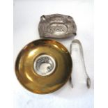 Mixed Silver Lot to include 0.800 Continental Repousse dish, Greek 925 silver based bowl, see photos