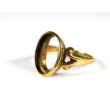 9ct Yellow Gold ring with Vacant mount, suitable for jeweller or project. Finger size 'N-5'  3.5g