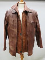 Brown Leather Jerkin by Fox Leather, UK Size Large plus a Soft Brown Leather Jacket to match UK size