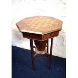 Antique Sewing table with compartmental top. Raised on four legs. See photos. Some repairs needed. 