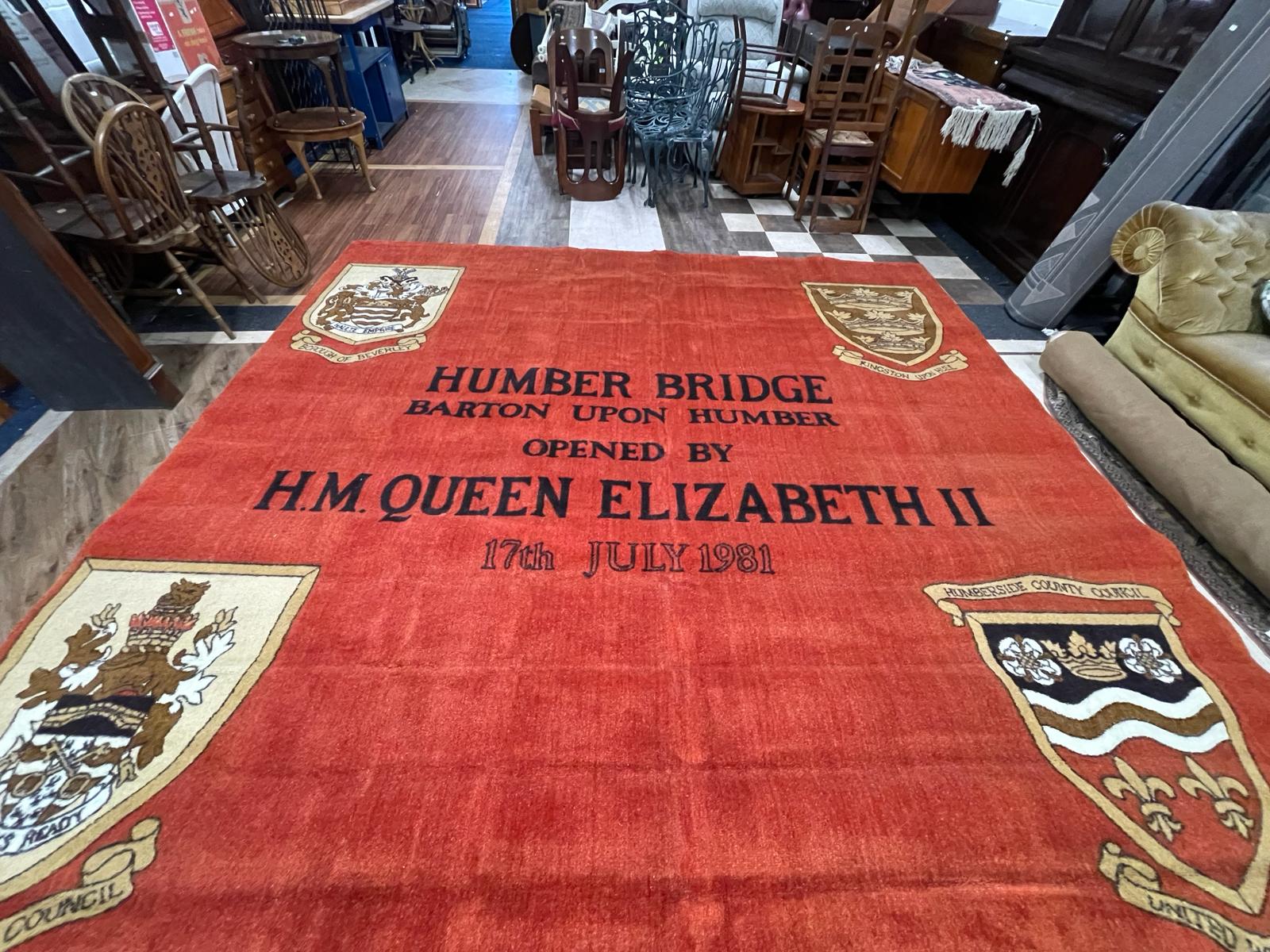 Large ceremonial carpet used by Her Majesty the Queen on the opening of the Humber Bridge. - Image 6 of 8