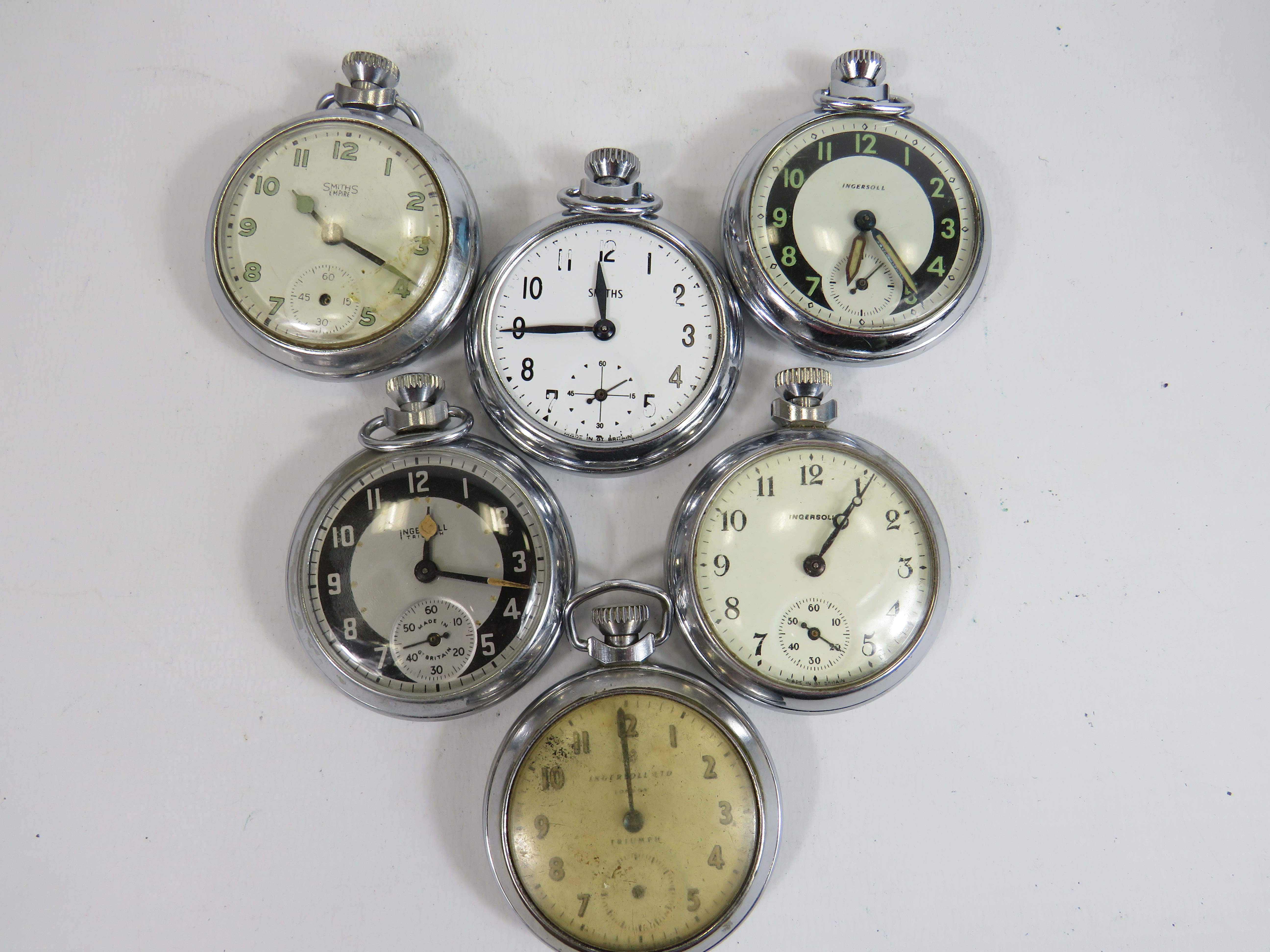    Gents Vintage Pocket Watches Hand-wind Inc. SMITHS, Ingersoll Etc. x 6      406358