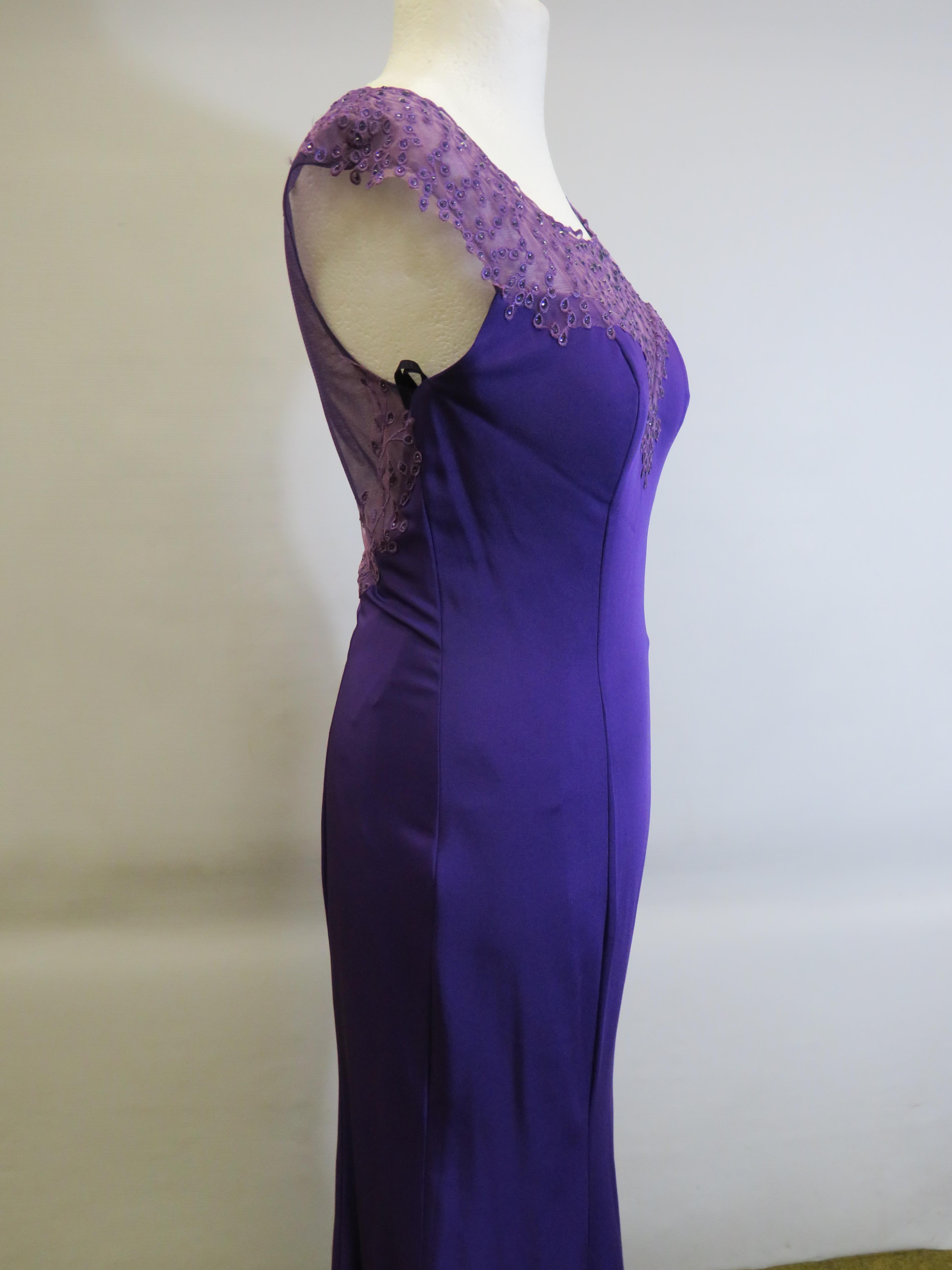 As New and unused Prom Dress or Ball Gown by Crystal Breeze in Purple. Side zip. UK size 14.  See ph - Image 3 of 6