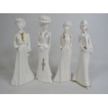 4 Spode Pauline Shone figurines , Julia, Francesca, Virginia & Christine. One has had a glued