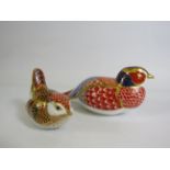 Two Royal Crown Derby Paperweights Pheasant and Wren with silver buttons, 681788