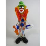 Large Murano art glass clown, 31cm tall.