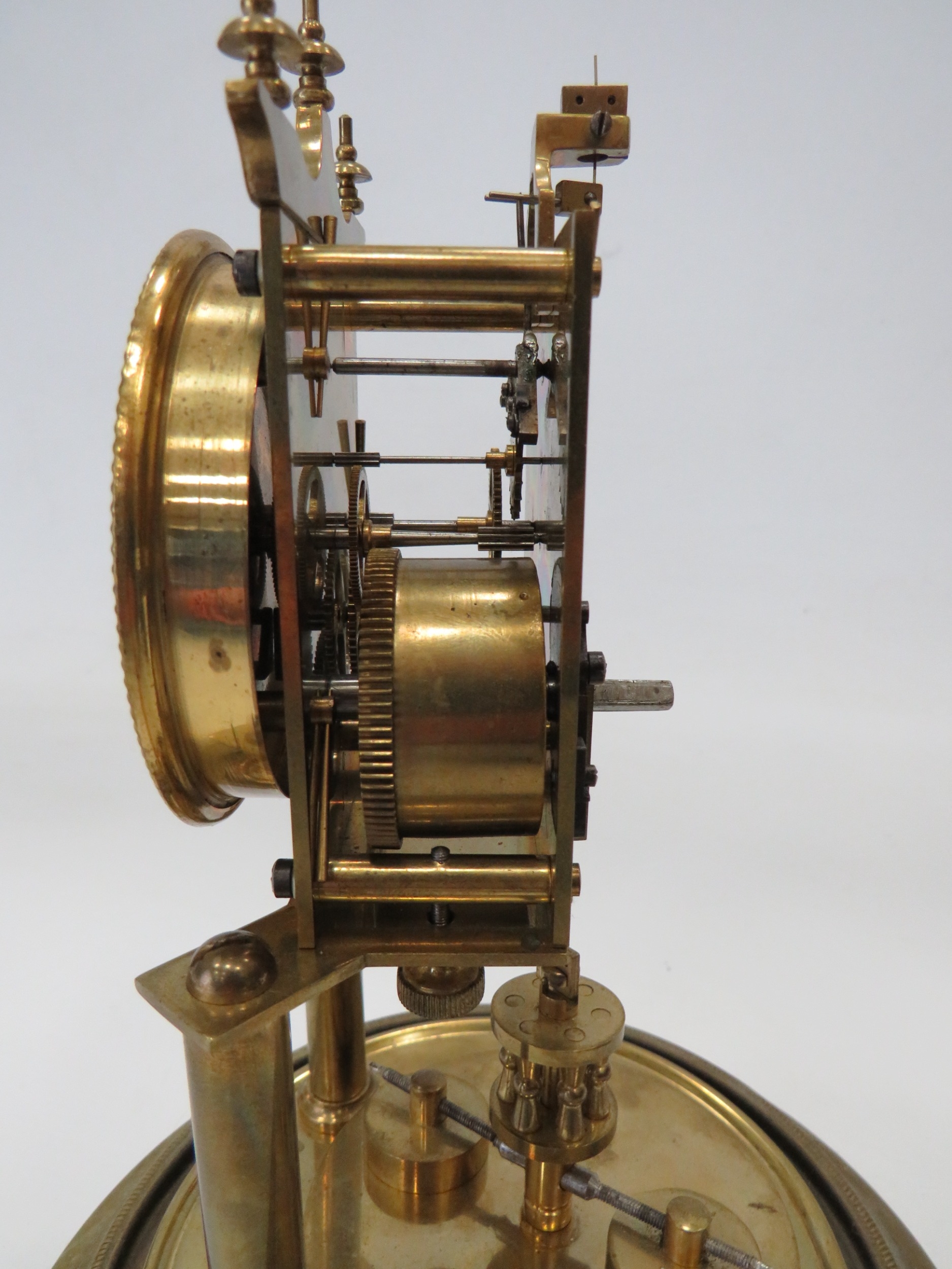 Brass Based Anniversary clock under a Glass Dome which measures approx 11 inches tall. Running order - Image 3 of 5