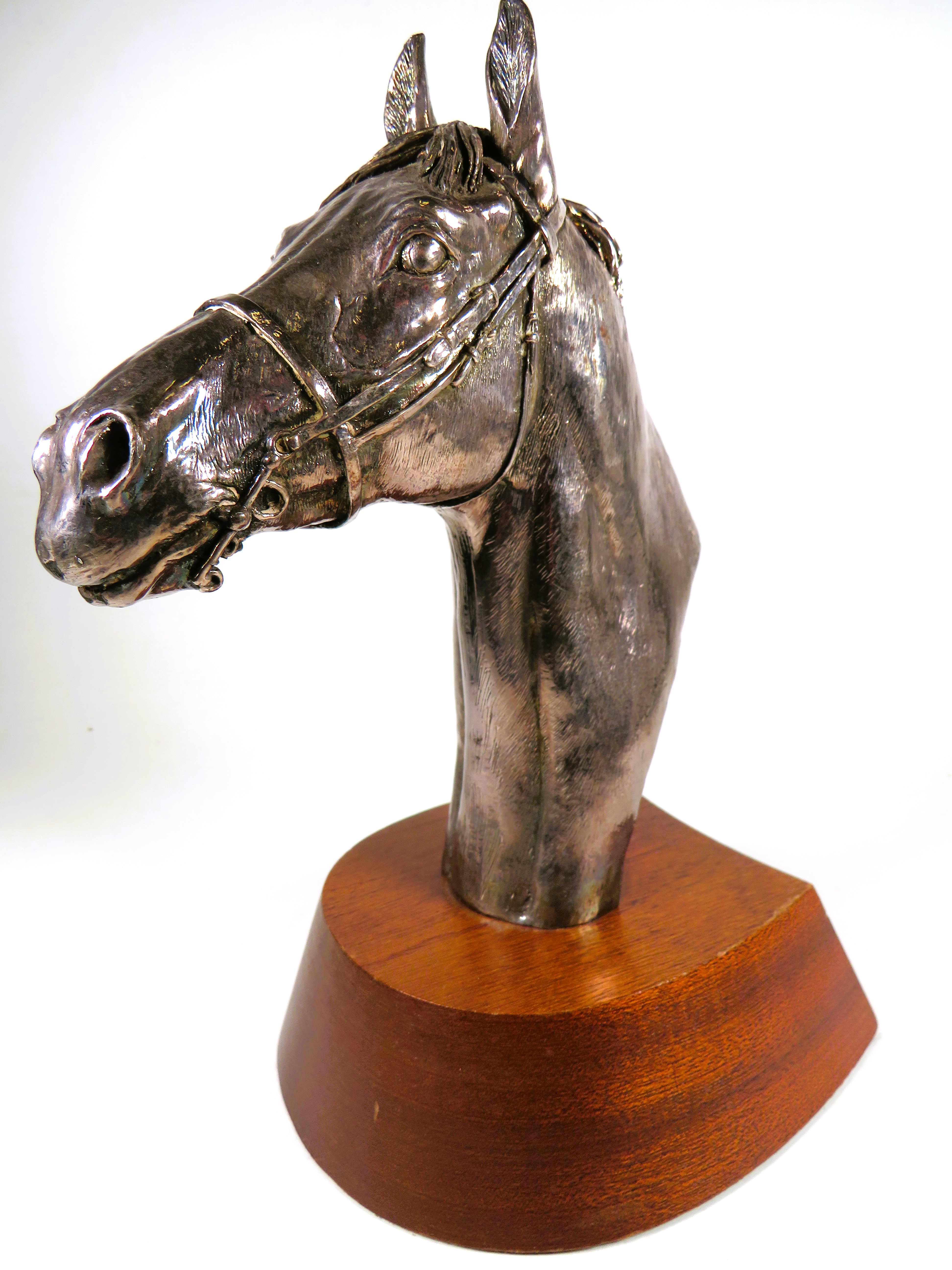 Beautifully Sculpted Horses Head in filled Hallmarked Silver . Bears the signature D. Gernty. - Image 4 of 6