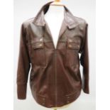 Very Soft Brown Leather jacket with double breasted pockets.   UK size Small to Medium. See photos. 