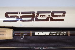 Sage 9ft 6 inch Two Piece Fly Rod 'The Graphite III' Soft & Hard Carry bags. See photos.