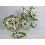 7 pieces of Masons Ironstone in the Green chartruese pattern.