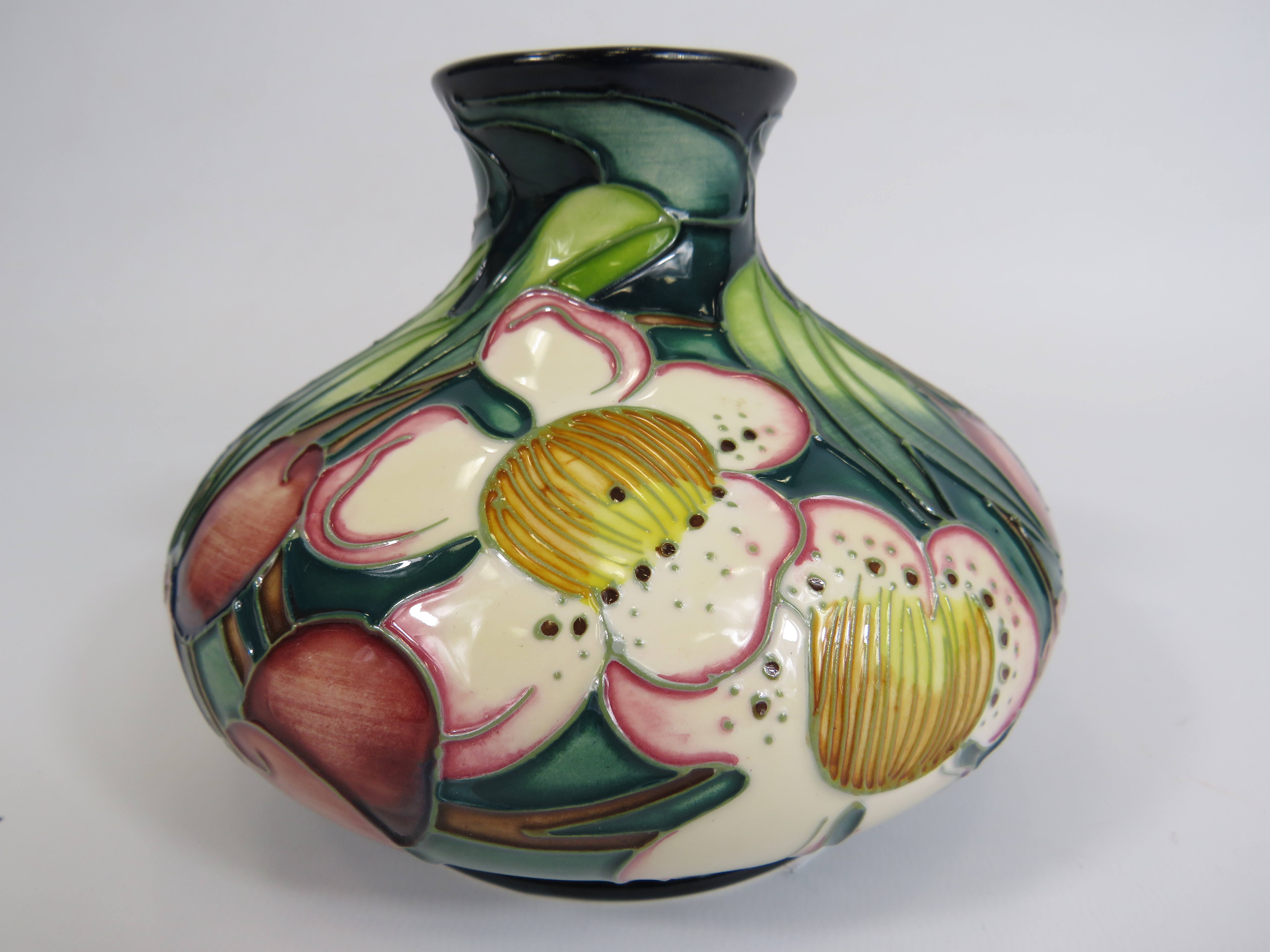 2003 Moorcroft Emma Bossons squat vase, approx 11cm tall.