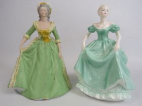 2 Figurines of ladies by Coalport and Frank Porcelain Marie Antoinette 21cm.