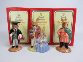 3 Royal Doulton Bunnykins figurines all with boxes.