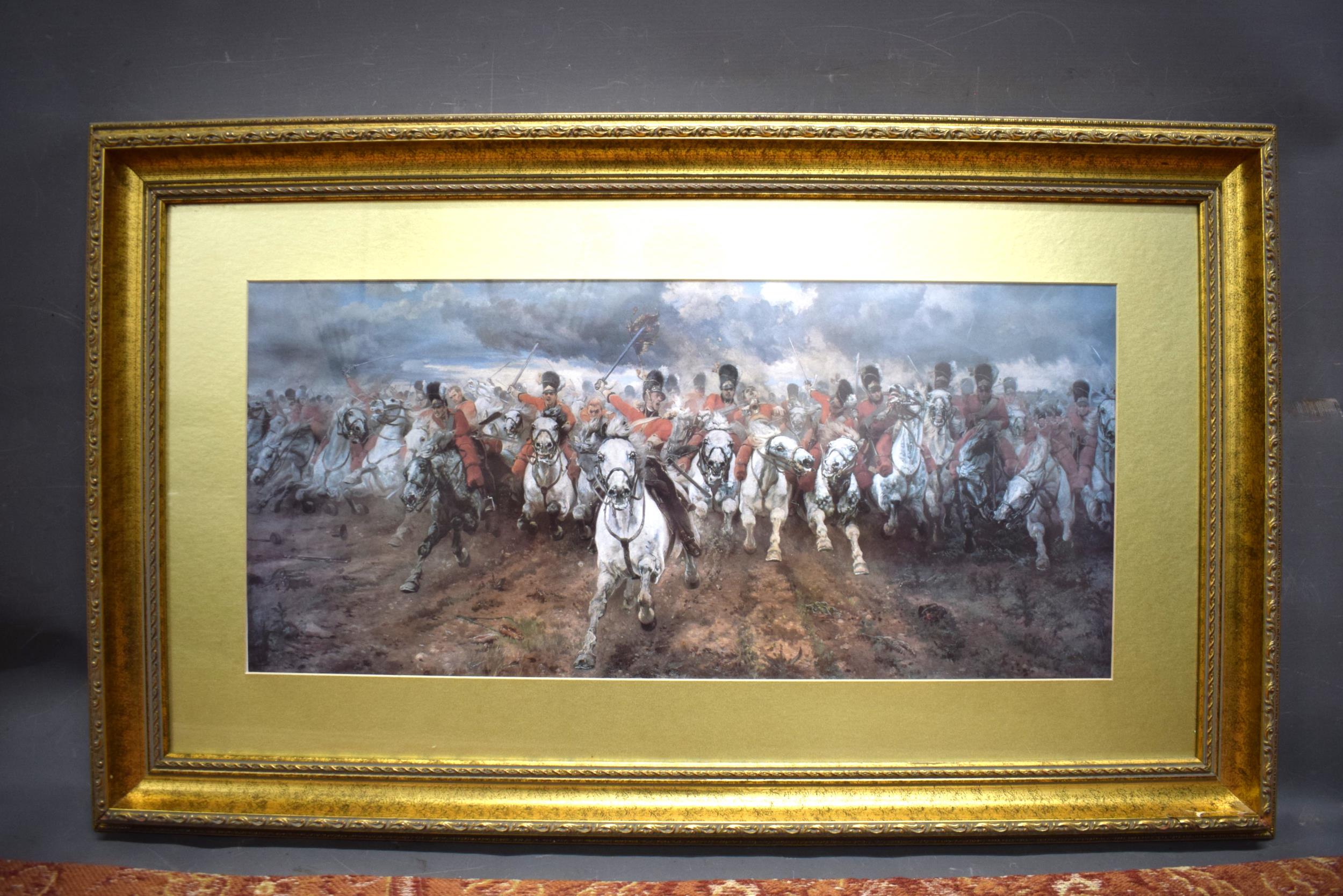 Large Framed print of The Charge of the Light Brigade'    Frame approx 24 x 40 inches. See photos.  