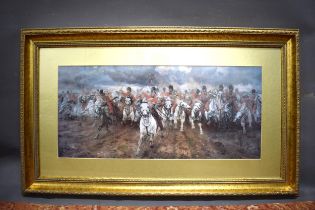 Large Framed print of The Charge of the Light Brigade' Frame approx 24 x 40 inches. See photos.