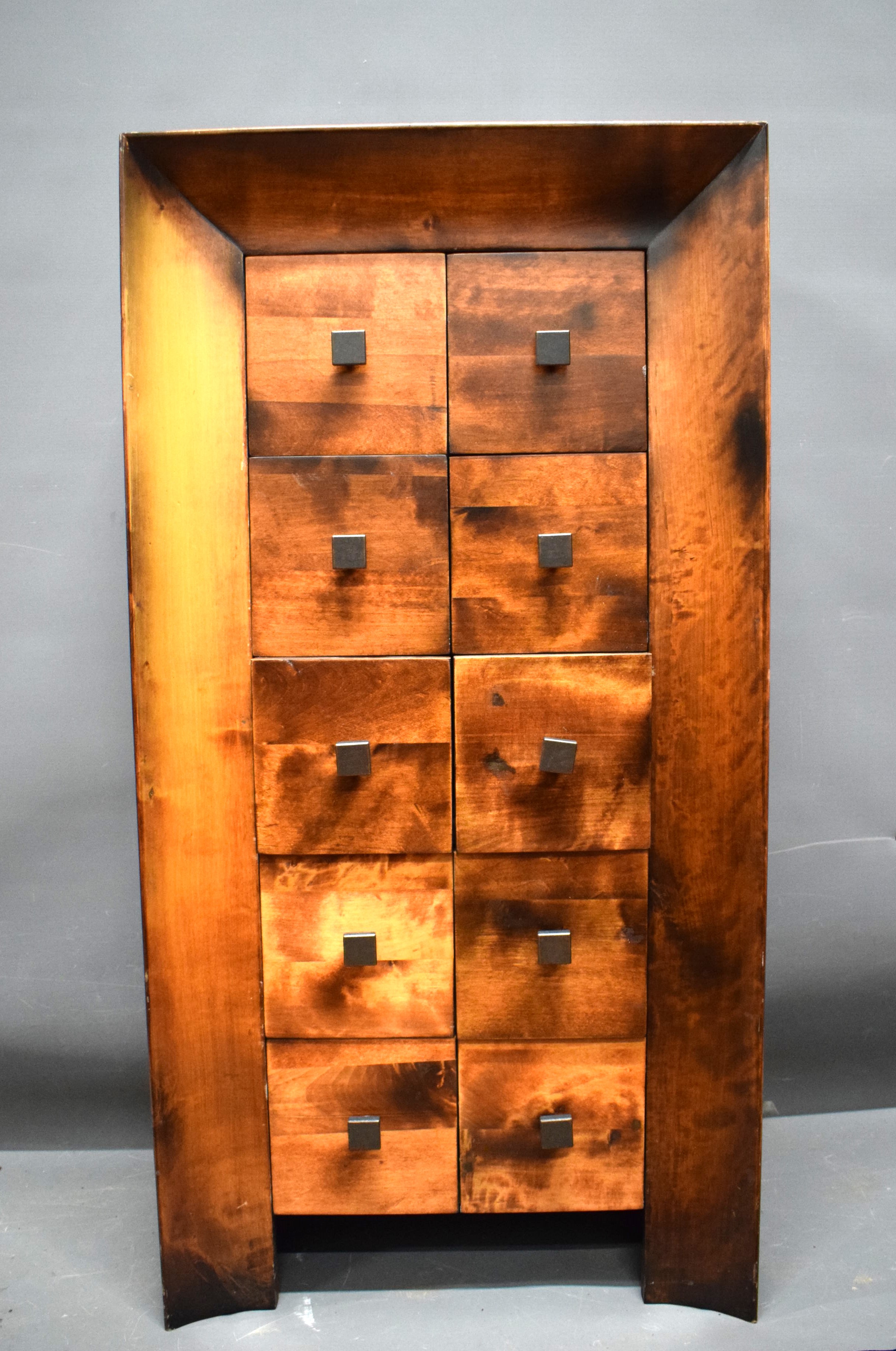 Unusual and Heavy Block of drawers with concave front.  Ten Block Drawers, Indonesian Made.   H:43 x - Image 3 of 3