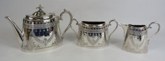 Vintage Walker and Hall silverplated teaset.. Plus Four Wedgwood Country Days plates.