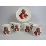 A Plate and Six cups to commemorate The Pope John Paul II visit to uk in 1982 by Royal Albert.