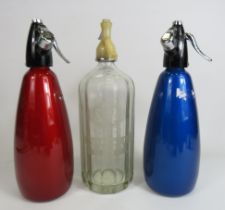 A Burrows and Sturgess glass soda syphon and Two Sparklets soda Syphons.