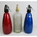 A Burrows and Sturgess glass soda syphon and Two Sparklets soda Syphons.